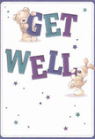 Brimming with the hopeful charm characteristic of Hampstead, this illustrated get well card beams encouragement and light. The scene features two whimsical friends-a lovable teddy bear and an exuberant pup-who together lift and support the vivid, rounded letters of 'Get Well.' Their soft, plush fur is shaded with tender care, and each character's gentle expression mirrors the kindness found on Hampstead's friendly lanes. Indigo and teal hues leap from the text, paired with shimmering stars that scatter across a pure, creamy background, filling the card with an uplifting, magical glow reminiscent of the early sunlight on Hampstead Heath. The thoughtful design evokes memories of arranging posies to share with someone recovering, every stroke and colour a delicate note of compassion. This card is more than a message; it's a warm, comforting embrace-perfect for sending a healing wish throughout NW3, or accompanying a bouquet from a trusted local florist, letting a loved one know they're held in gentle, heartfelt thoughts.